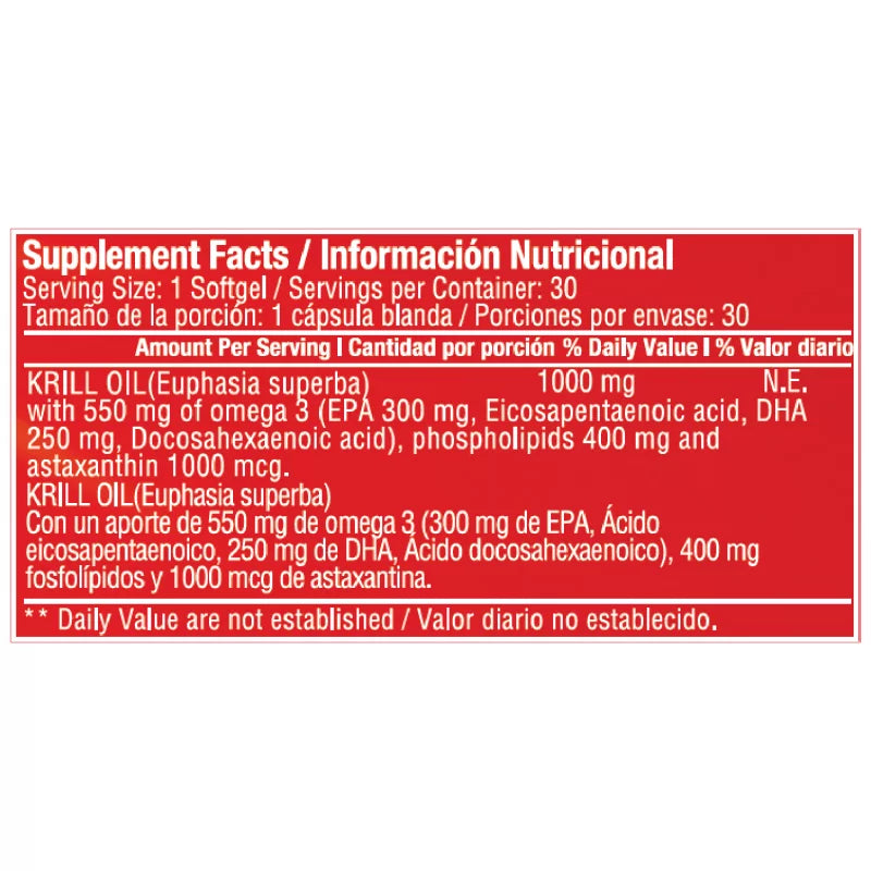 RED KRILL OIL 1000mg - Healthy America - 30 Softgels - Botiqui - Farmacia Homeopática