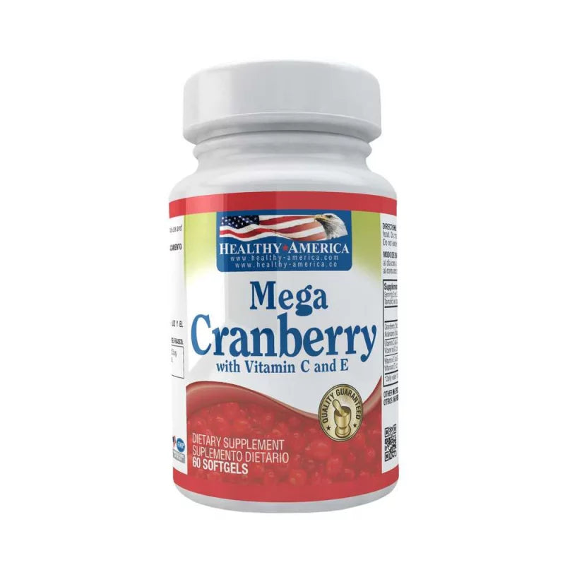 Mega Cranberry con Vitamina C y E Arándano - Healthy America - 60 Softgels - Botiqui - Farmacia Homeopática