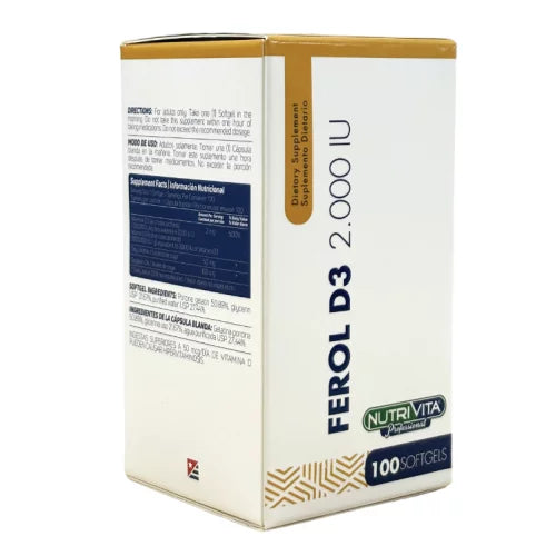 FEROL D3 2000 IU - Nutrivita - 100 Cap - Botiqui - Farmacia Homeopática
