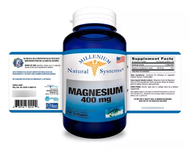 Magnesium 400 mg Natural Systems 100 Softgels