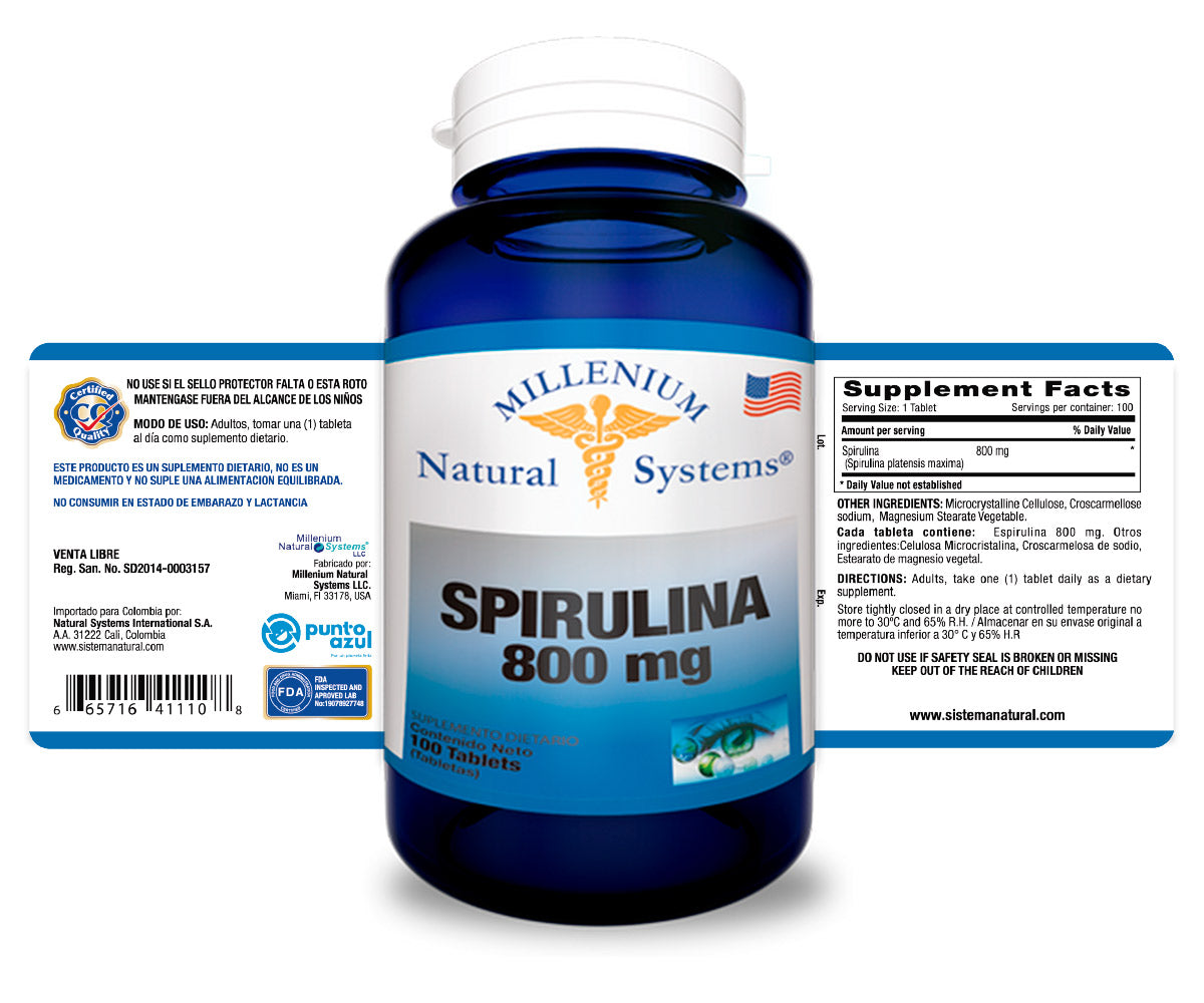 Spirulina 800 mg - Natural Systems - 100 Softgels