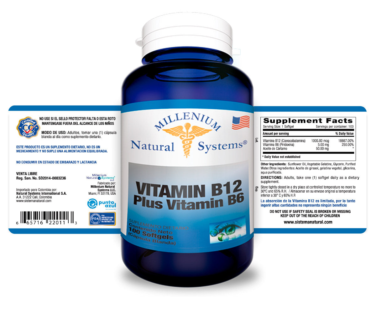 Vitamina B12 & Vitamin B6 - Natural Systems - 100 softgels