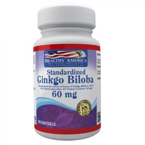 Ginkgo Biloba 60mg - Healthy America - 100 Softgels