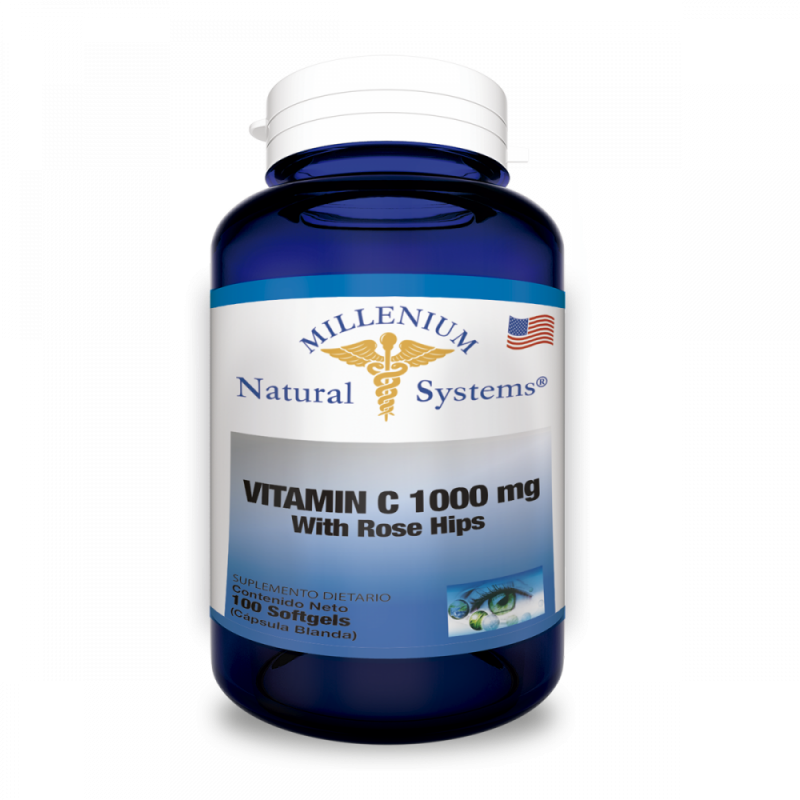 Vitamina C 1000 MG Con Rose Hips - Natural Systems - 100 softgels